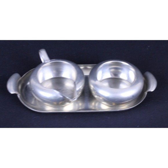 Royal Holland Pewter Daalderop Cream and Sugar with Tray Serving Set - Picture 2 of 5